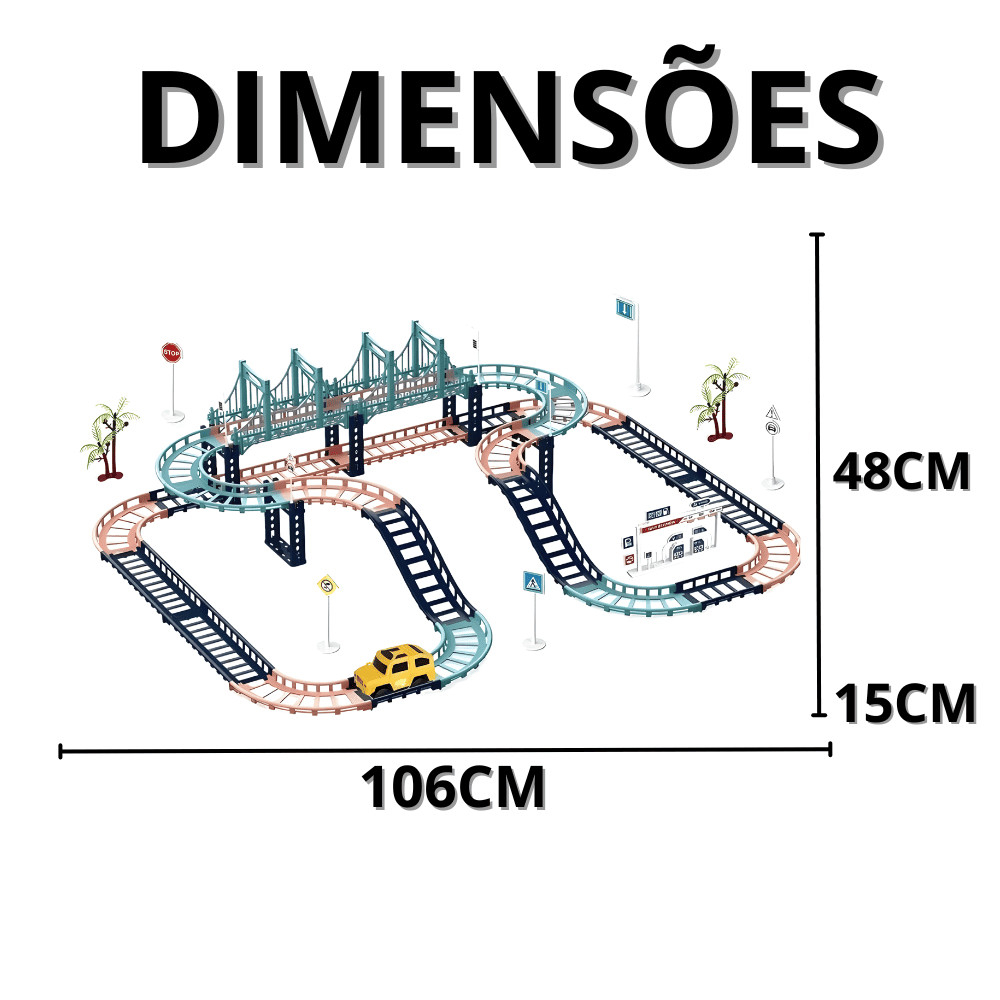 Carro De Brinquedo Com Pista Carrinho De Corrida Infantil Trilha Maluca Trilho Foguete Criança