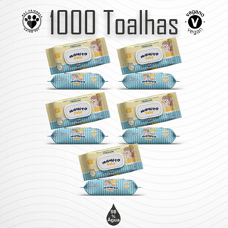 Kit com 10 Pacotes de Toalhas Umedecidas Mamito Baby Premium - 100 Folhas 20x13 cm - 98% Á...
