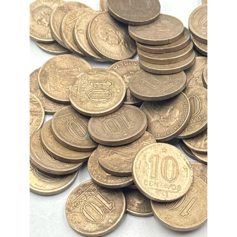 Moeda brasileira antiga 10 centavos 1943 níquel rosa  (código P5)