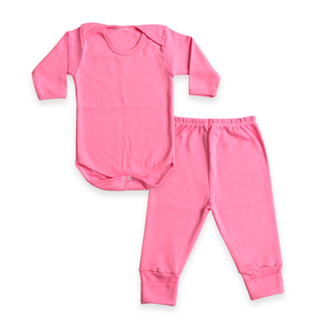 Kit Body Bebê Manga Longa Suedine 100% Algodão + Mijão (culote)  Suedine Pé  Reversível 100% Algodão em Oferta na Shopee
