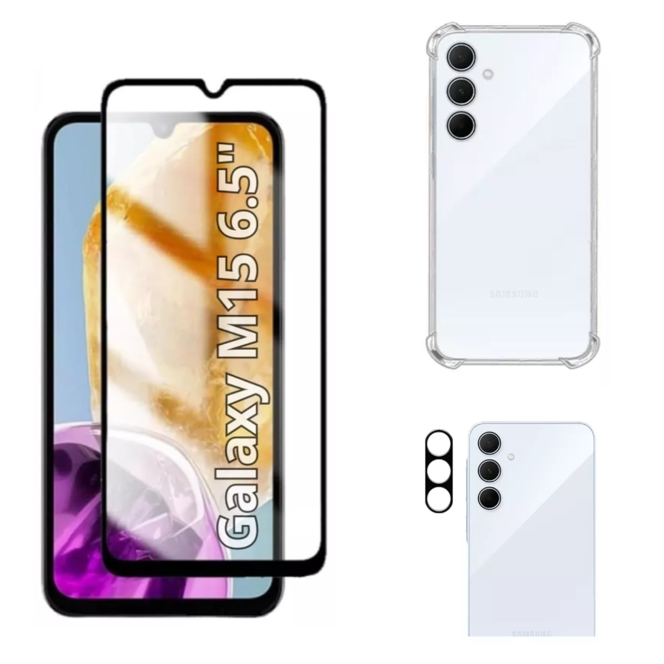 KIt Pelicula Samsung M15 + Capa Capinha Anti Shock + Pelicula Camera em Oferta na Shopee