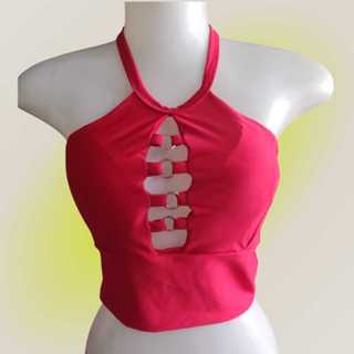 Top Cropped Feminino Com Amarração No Pescoço E Bojo em Oferta na Shopee