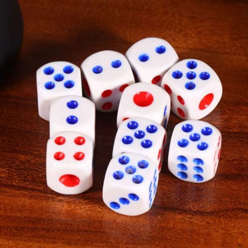 KIT 9 Dados para Tabuleiro Jogos 1,3cm Dado Vermelho e Azul Jogos Tabuleiro Poker Baralho Jogo Dado