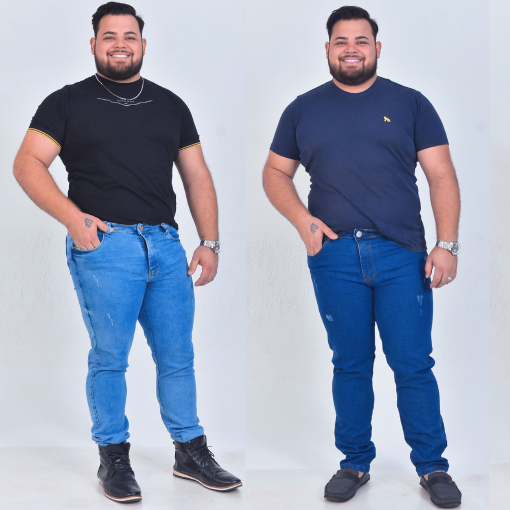 Kit 2 Calças Jeans Masculinas Plus Size Lycra Conforto Tamanhos G1 G2 G3 Grandes Moda Casual Estilo