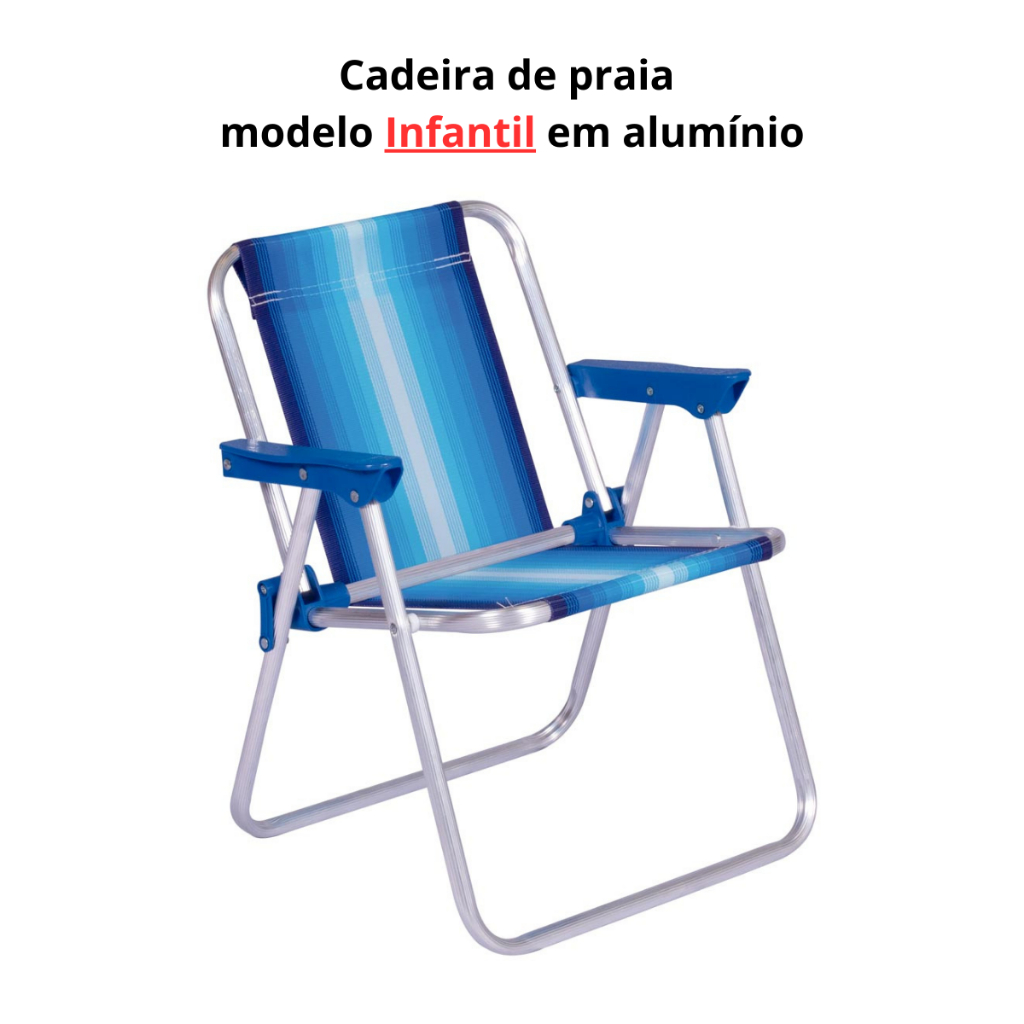 Cadeira De Praia Alta Infantil Cores Dobrável Alumínio Mor