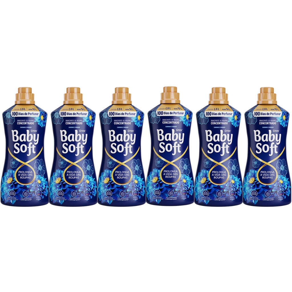 Kit 6 Amaciantes Concentrados Baby Soft Carinho e Cuidado 1,5L cada - Home & Living