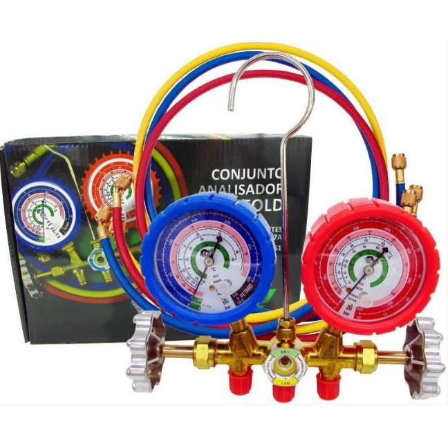 Conjunto Manifold Analisador ET661 R22 / R32 / R404a / R410 / R507 Com Mangueira 150 cm