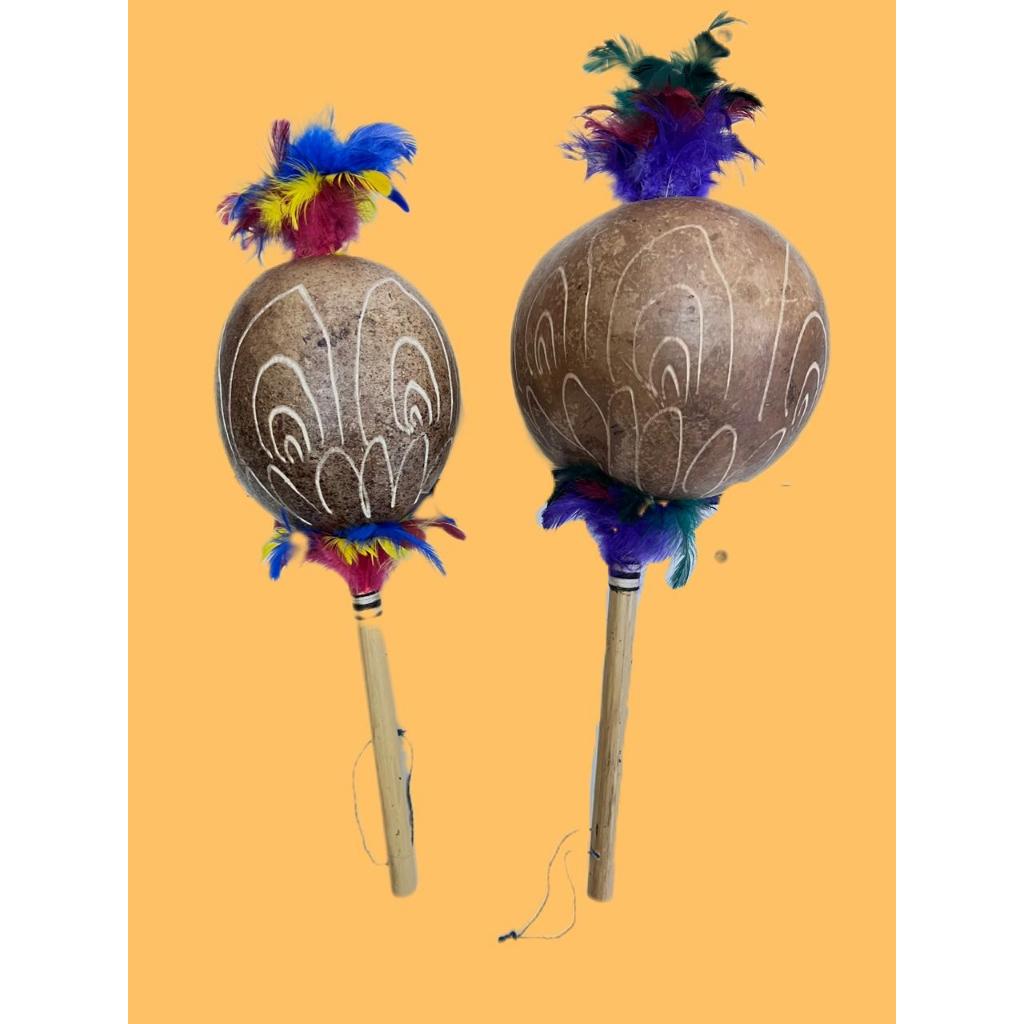 Maraca Cacique Indio Cabaça Artesanal Indígena Exclusiva