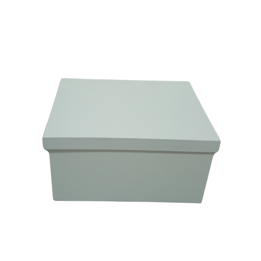 Caixa Quadrada Tampa Sapato Em MDF 20x20x8 Pintada De Branco