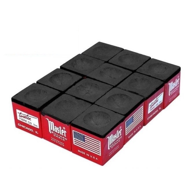 Caixa De Giz Master Preto Original P Taco Sinuca 12 Unidades