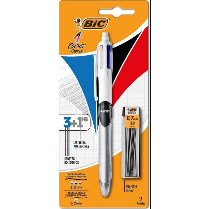 Caneta Esferógráfica Bic 3 Cores + Lap+ Graf 0.7 MM Premium LANÇAMENTO em Oferta na Shopee