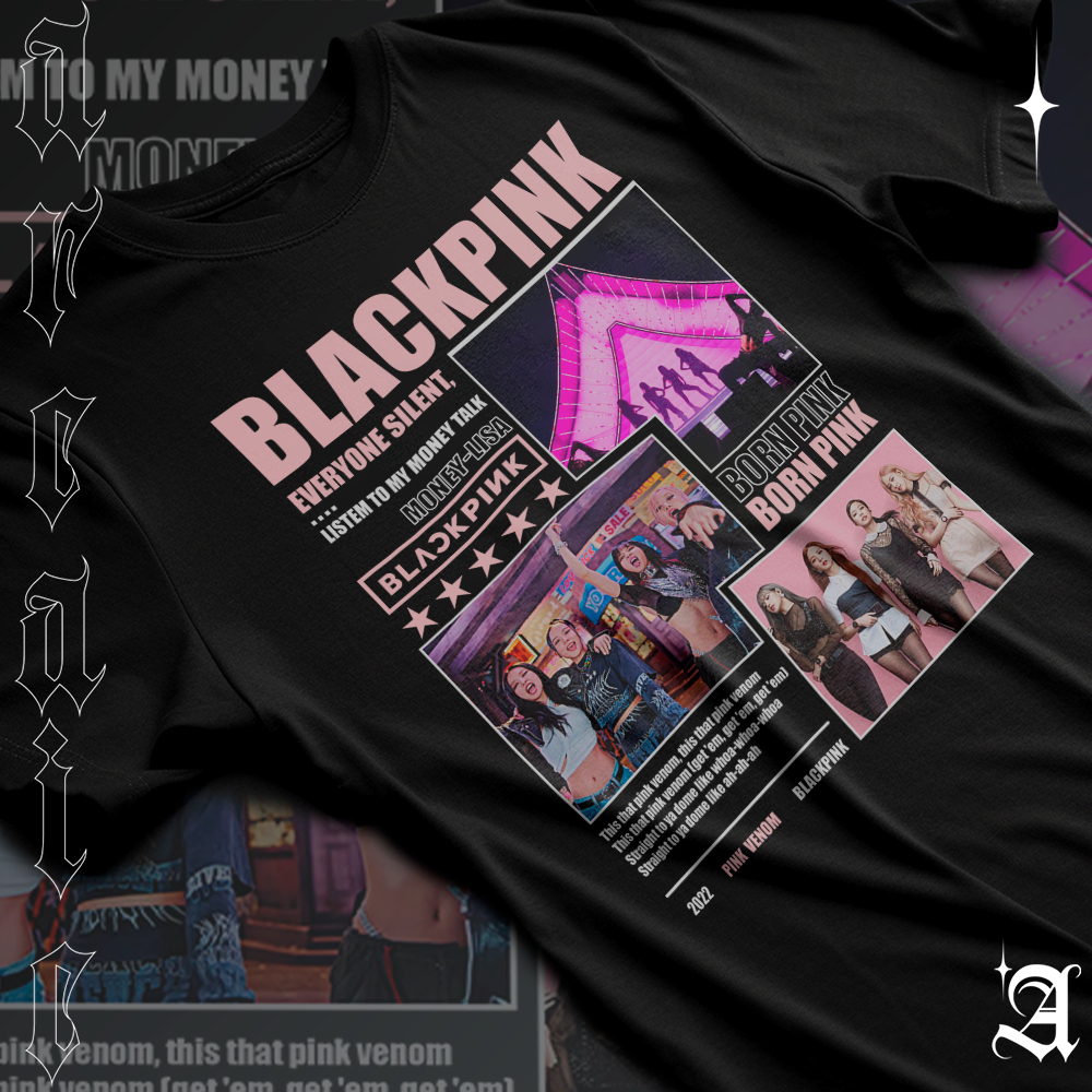 Camiseta Basica Algodao Blackpink Girl Group Pink Venom Everyone Silent Camisa Unissex
