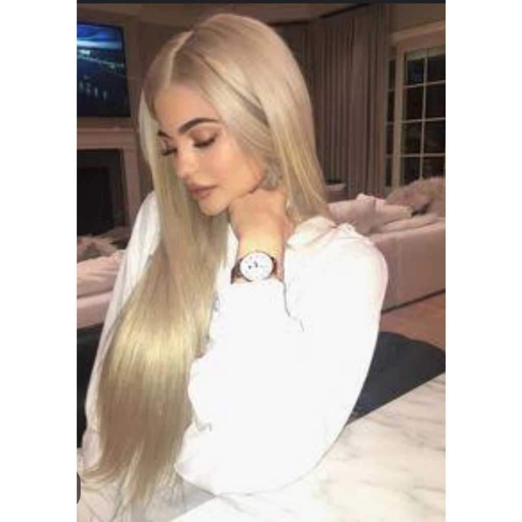 Aplique Bio Humano Loiro Champagne Ombré Hair Cerca de 75 Cm Fibra Premium