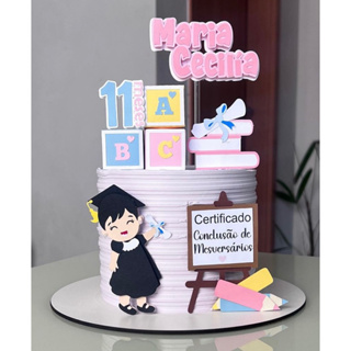 Topo de bolo formatura mesversario - nome personalizado em Oferta na Shopee