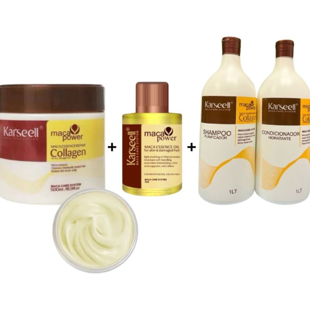 Kit Shampoo e Condicionador + Máscara Karseell Colágeno Oiginal + Óleo de Tratamento Karse...