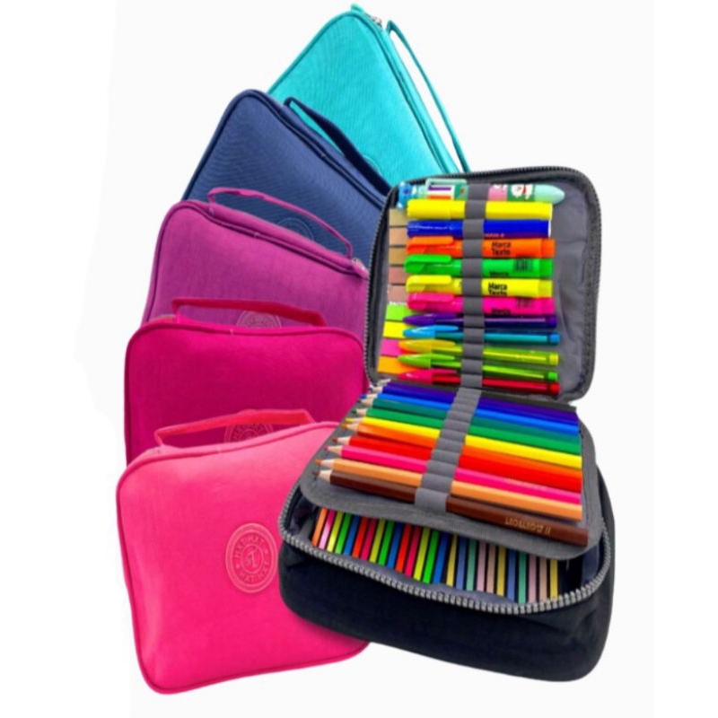 estojo box organizador escolar em nylon impermeável em Oferta na Shopee