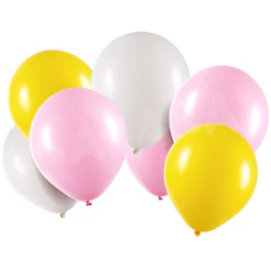 75 unidades Balões - Bexigas N°8 Amarelo Branco E Rosa Claro