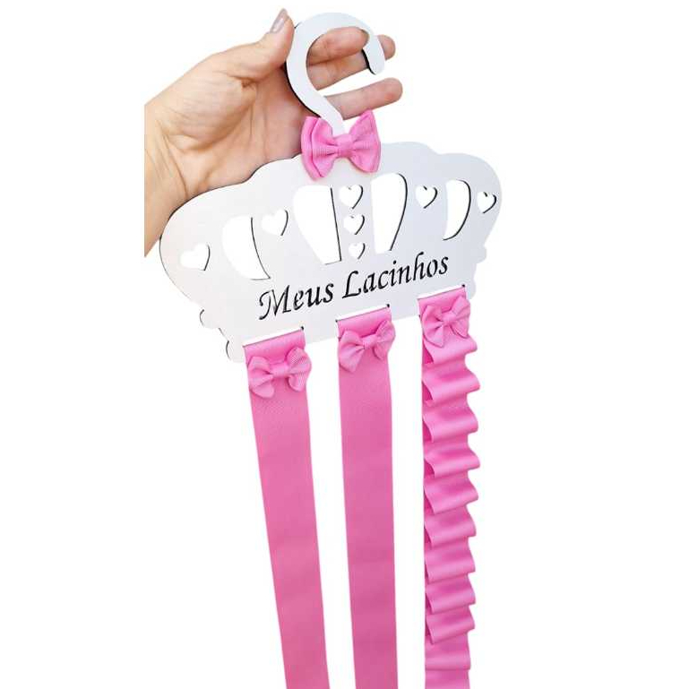 Organizador de laço e tiara infantil porta laço MDF decorado quarto de menina enxoval