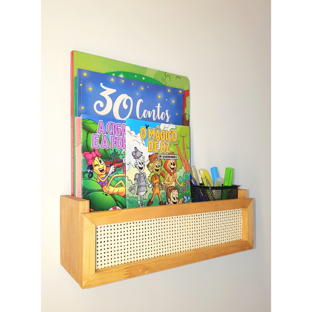Prateleira palhinha quadriculada para livros e multiuso em Oferta na Shopee