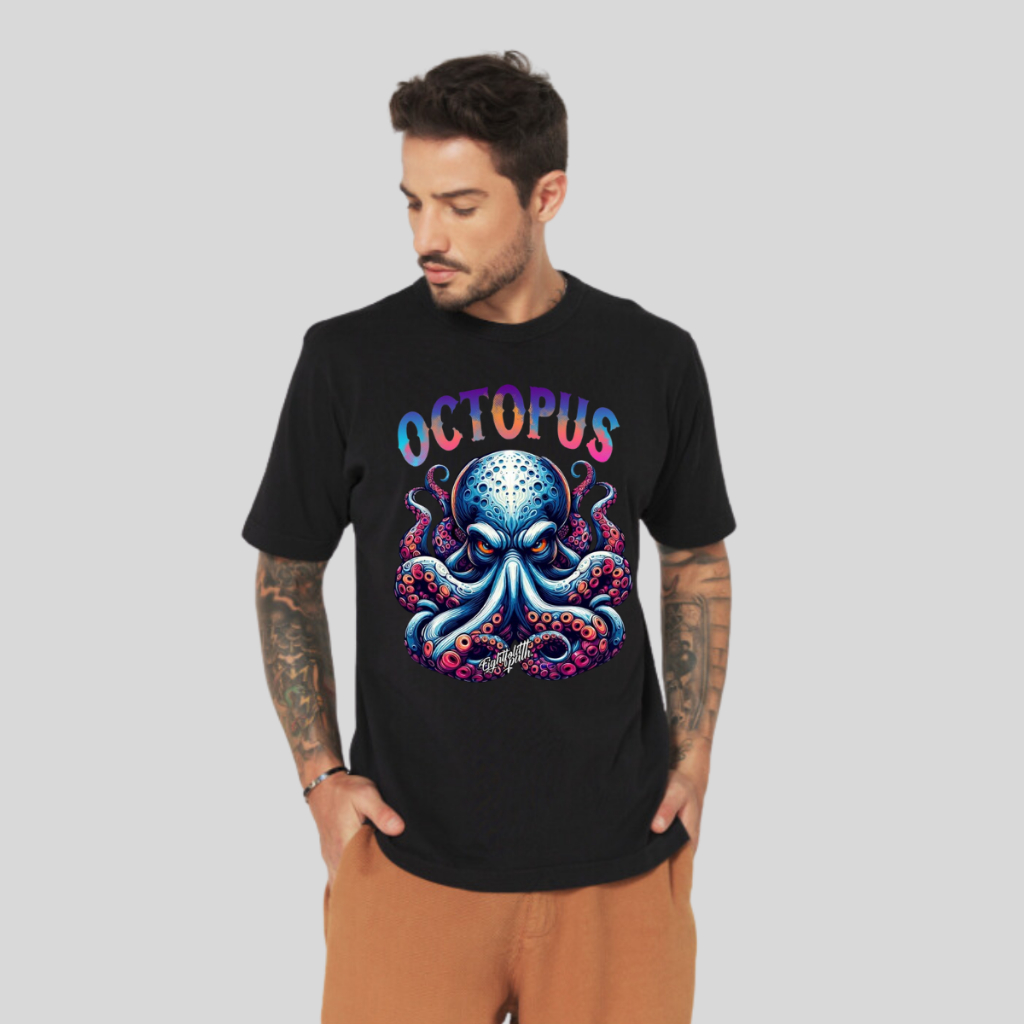 Camiseta Streetwear Estampada Estilosa Streetwear Confortável Polvo Unissex