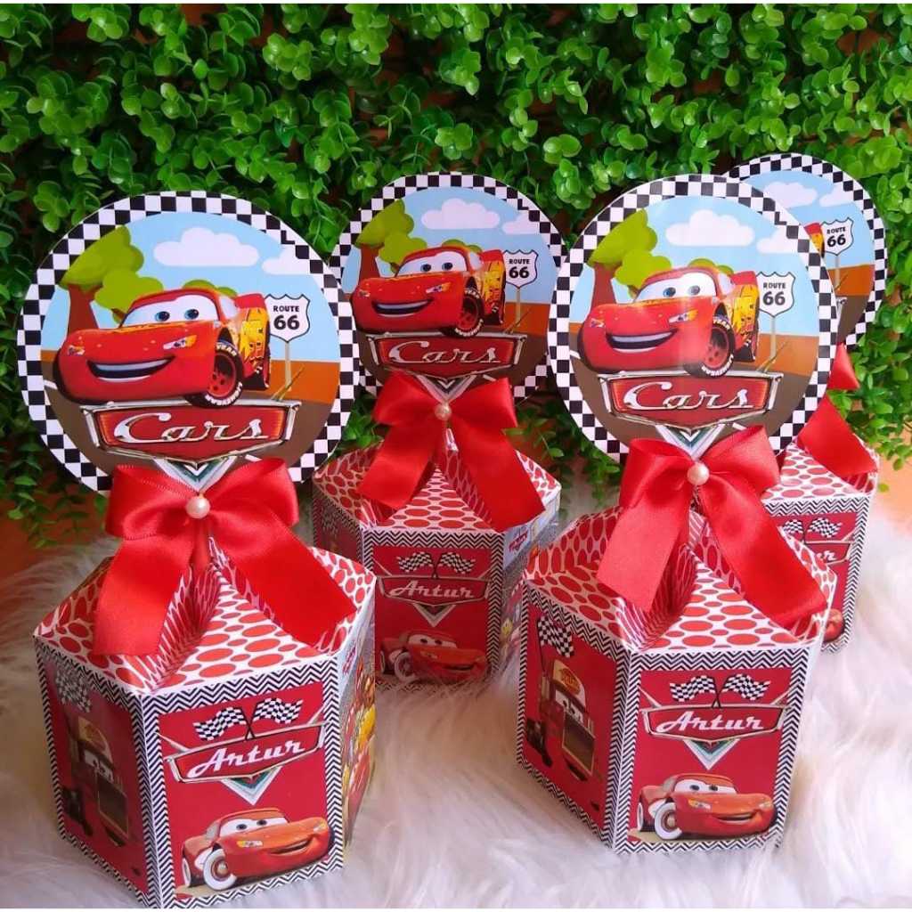 Pegue e Monte Caixa Sextavada Pequena Carros Centro de Mesa Lembrancinha Festa Infantil