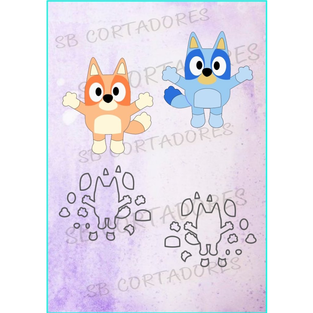 cortador kit corpinho bluey e bingo 6cm