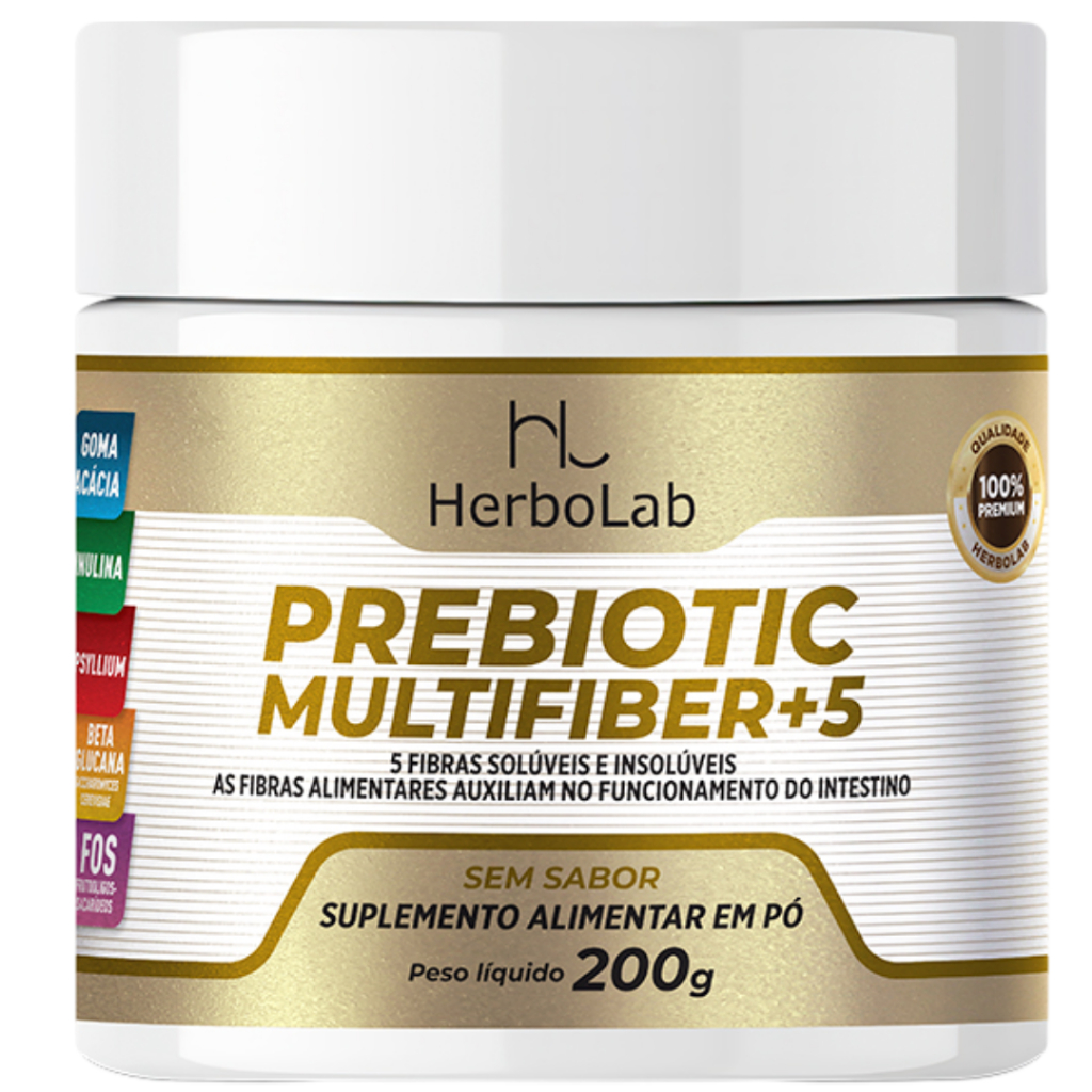 NutriFaz - Prebiotico Multifiber + 5 Fibras - 200g - Herbolab em Oferta na Shopee