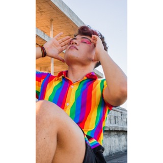 Camisa Bandeira do Orgulho LGBTQIAP+ Camisaria de botão colorido arcoiris cores qualidade premium em Oferta na Shopee