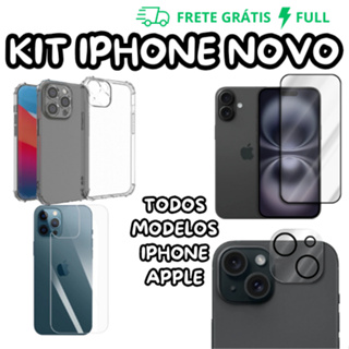 (KIT IPHONE NOVO PROTEGIDO) PELÍCULA FRONTAL DE VIDRO 3D + PELÍCULA TRASEIRA DE CERÂMICA + PELÍCULA DE CÂMERA 3D + CAPA em Oferta na Shopee