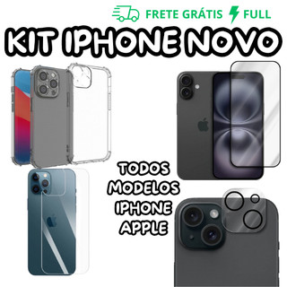 (KIT IPHONE NOVO PROTEGIDO) PELÍCULA FRONTAL DE VIDRO 3D + PELÍCULA TRASEIRA DE CERÂMICA …