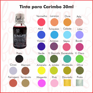 Tinta Profissional para Carimbo 29 CORES Disponíveis em Oferta na Shopee