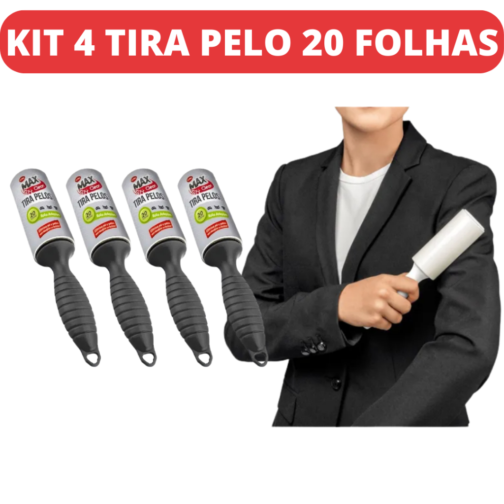 Kit 4 Rolo Adesivo Tira Pelos 20 Folhas Rápido E Fácil em Oferta na Shopee