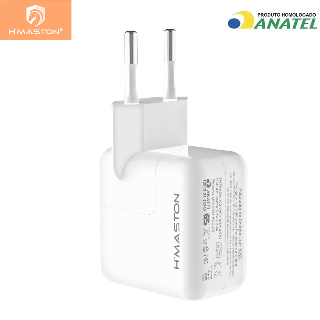 H'maston CB02/CB06 Carregador Completo Turbo 12w  USB x lightning Com 1 Cabo - Mobile & Gadgets