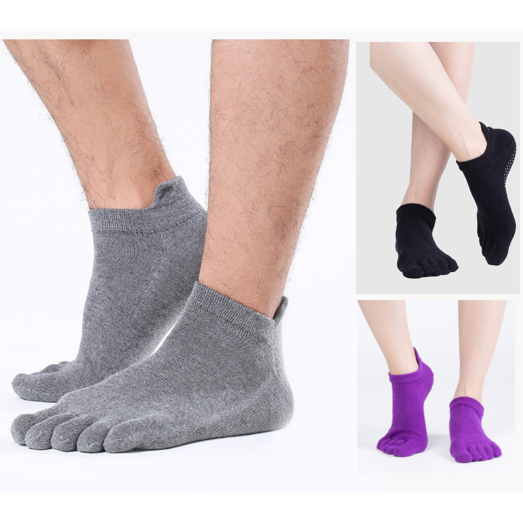 kit 3 Meias de Corrida de Algodão Antiderrapantes de Cinco Dedos para unisex Meias Antiderrapantes em Oferta na Shopee
