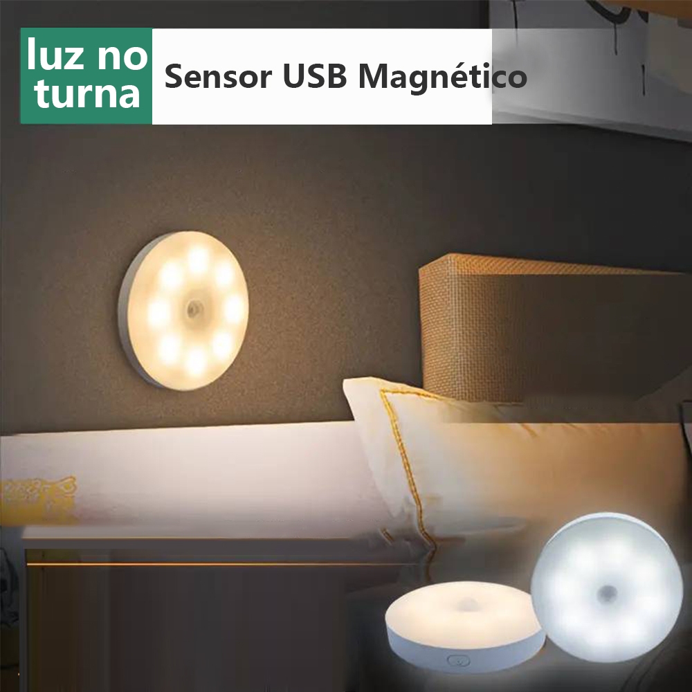 Kit1/Kit2/Kit3/Kit4 Luminárias Led S/ Fio Com Sensor Presença Usb Recarregável Luz Quente ...