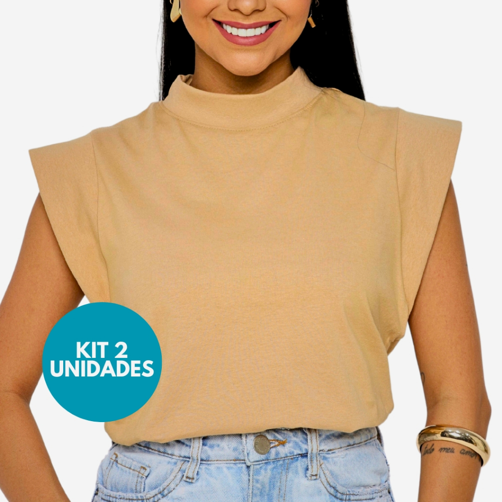 KIT 2 Unidades Camiseta Muscle Tee Feminina Ombreira Basica Ampla em Oferta na Shopee
