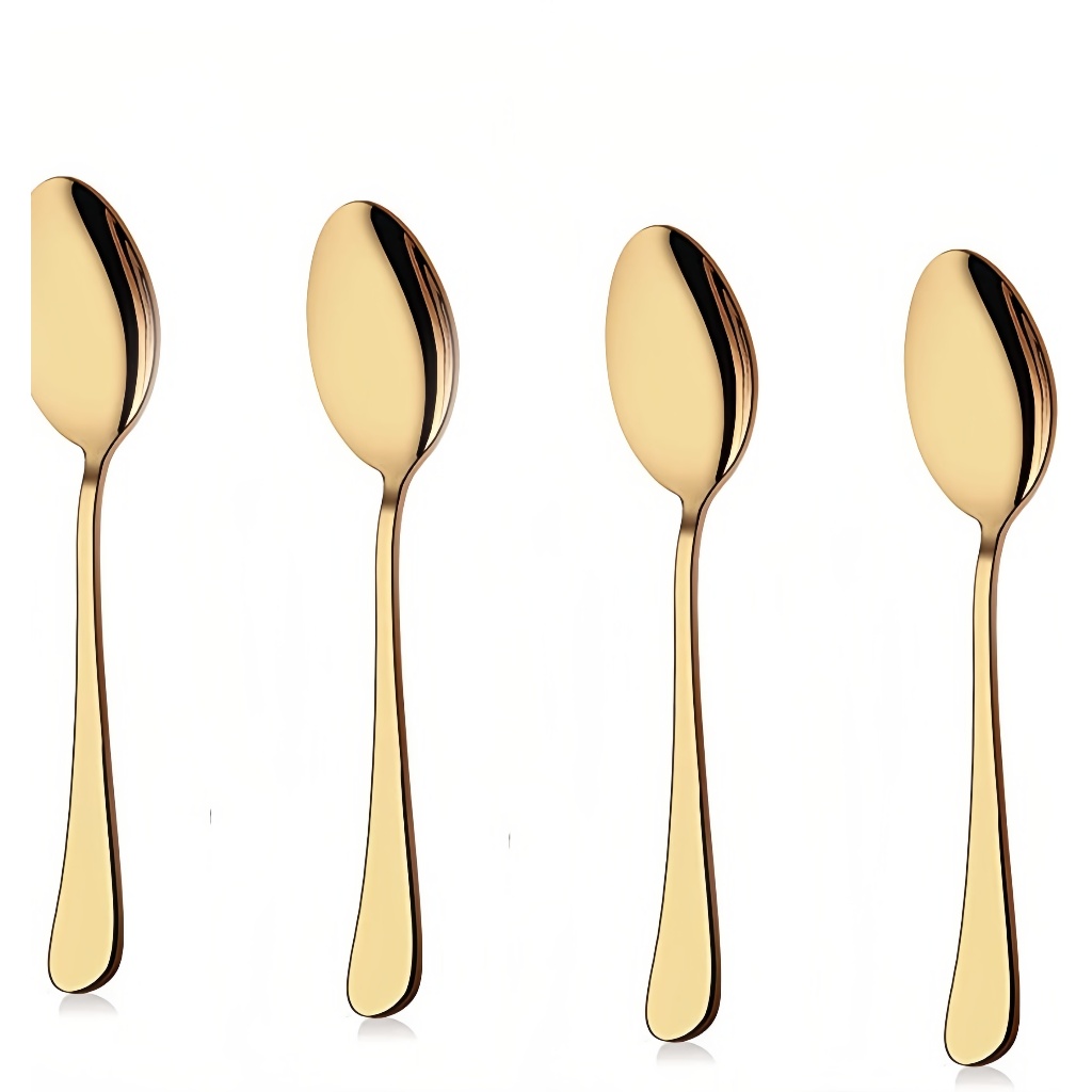 Kit 6 LouçA De Aço InoxidáVel Colher De Sobremesa Dourada / Luxuoso