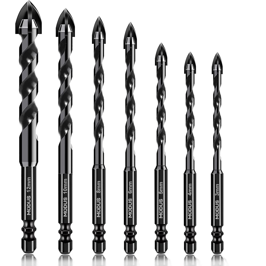 Kit 7 Brocas de carboneto Triangular Titânio Profissionais 3-12mm Para Fura Tudo
