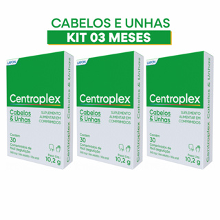 Kit 3 Centroplex Cabelos e Unhas Suplemento Alimentar Vitamina A D3 C B3 B6 B7 Zinco Ferro Cobre Selênio em Oferta na Shopee