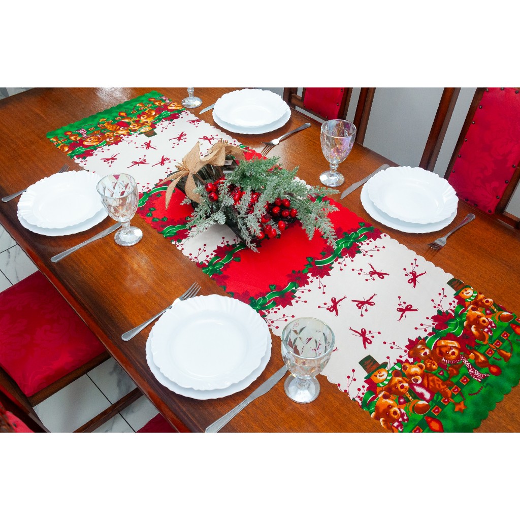 KIT 2 CAMINHO DE MESA NATALINO 1,40M X 40CM OXFORD DECORAÇÃO