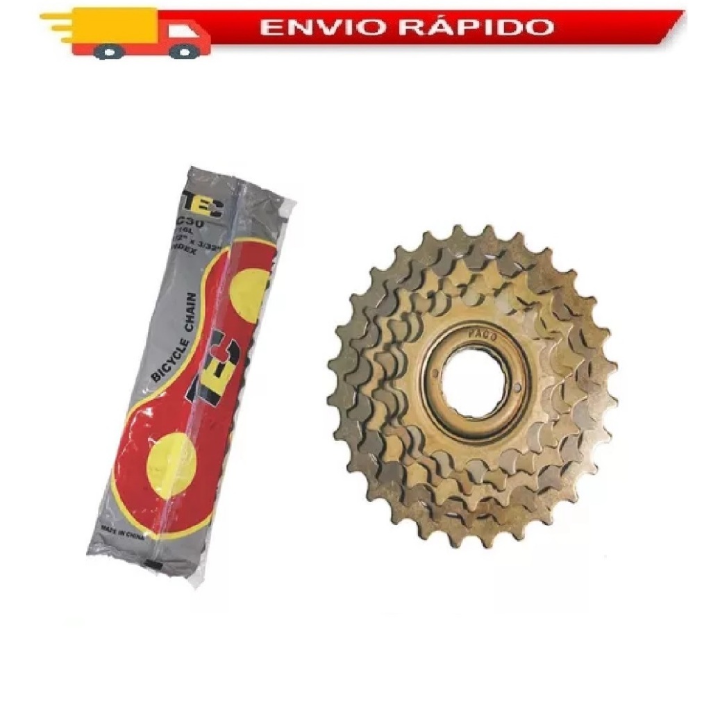KIT CORRENTE 6V TEC + CATRACA 6V - 18 VELOCIDADES/MARCHAS  3x6V RELAÇÃO BICICLETA BIKE