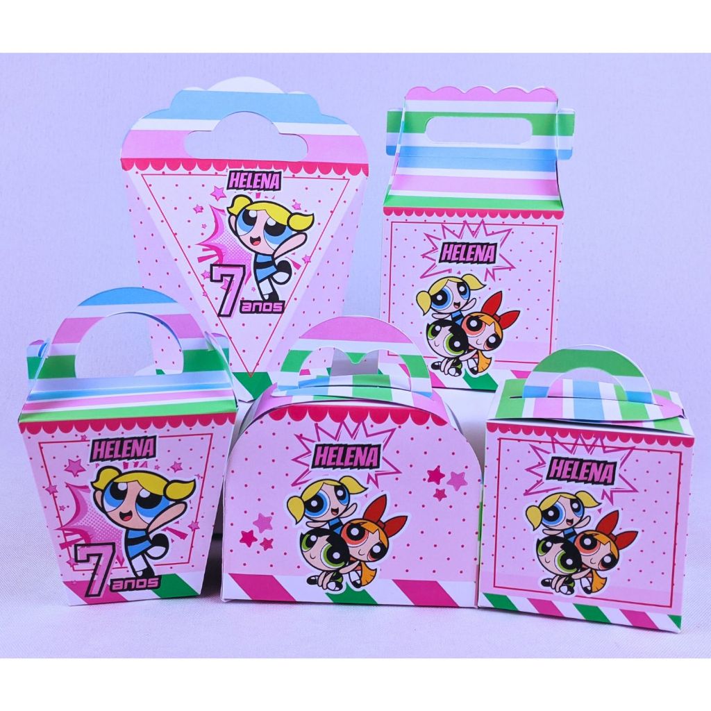 Kit 10 a 50 Caixinhas As Meninas Superpoderosas Personalizadas Com Alça Lembrancinhas Festa Aniversario Festinha
