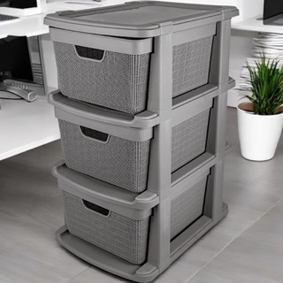 Gaveteiro Organizador de Chão em Plástico Com 3 Gavetas 15 litros Resistente Para Organiza...