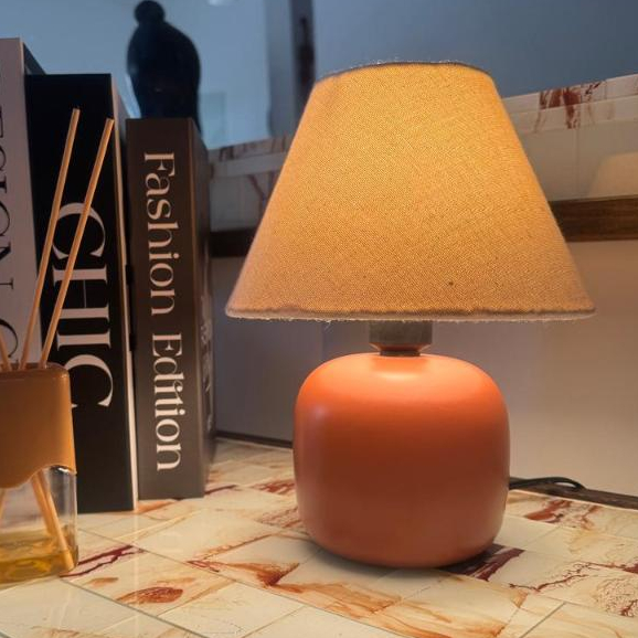 Abajur Luminaria de Ceramica Porcelana com Cupula em Tecido Decoração Quarto Escritorio Decor Varias Cores Premium em Oferta na Shopee