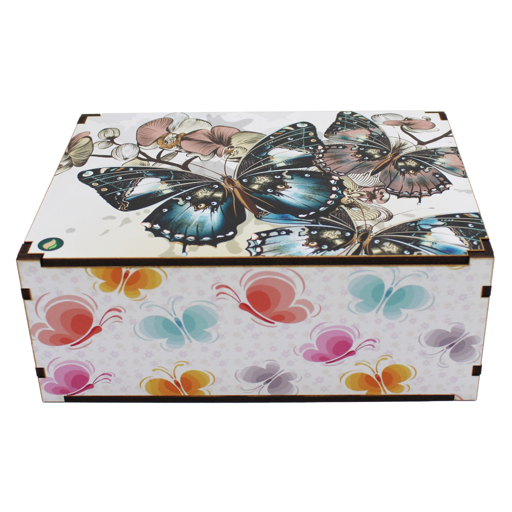 Caixa Organizadora Presente Decoração Borboletas 23x17x9 cm Mdf em Oferta na Shopee