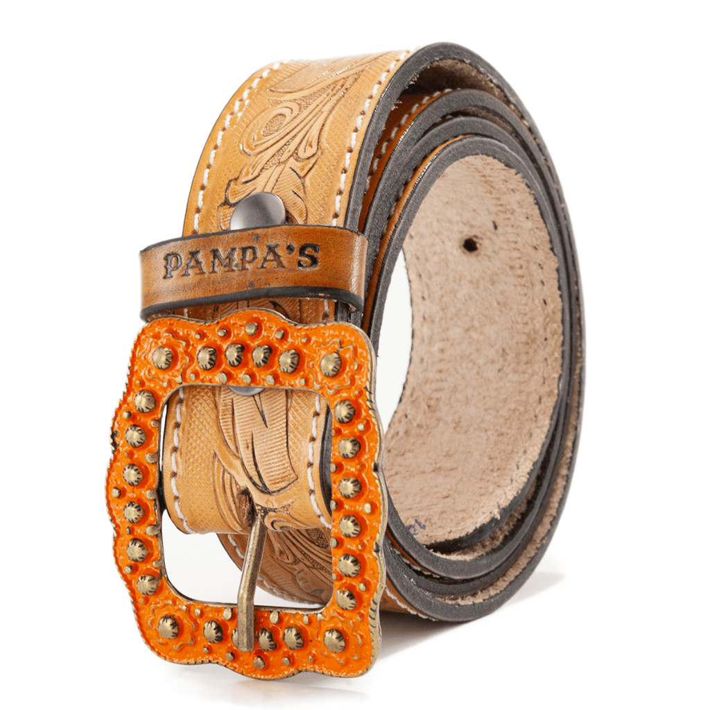 Cinto Country Artesanal Feminino Fivela Quadrada Removivel Estampado Pena — imagem 2 de 2