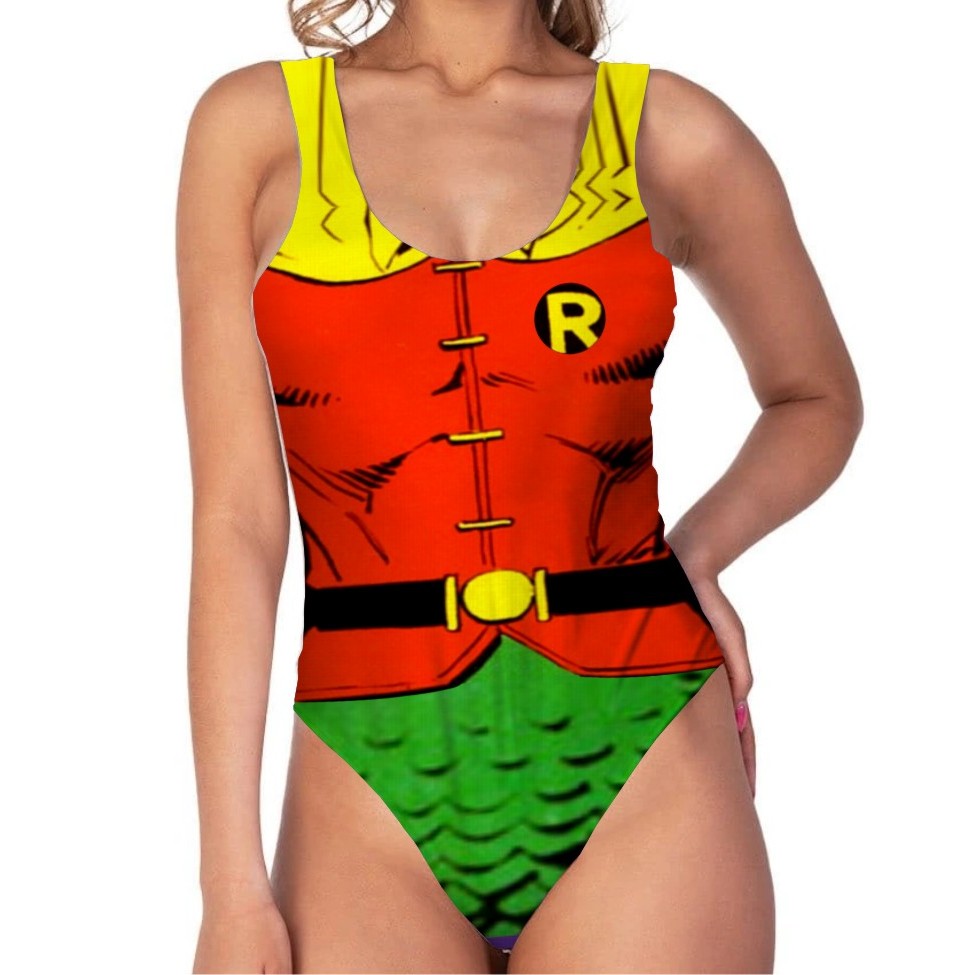 Body Herois Fantasia Batman e Robin HQ Carnaval Festa Feminino Adulto