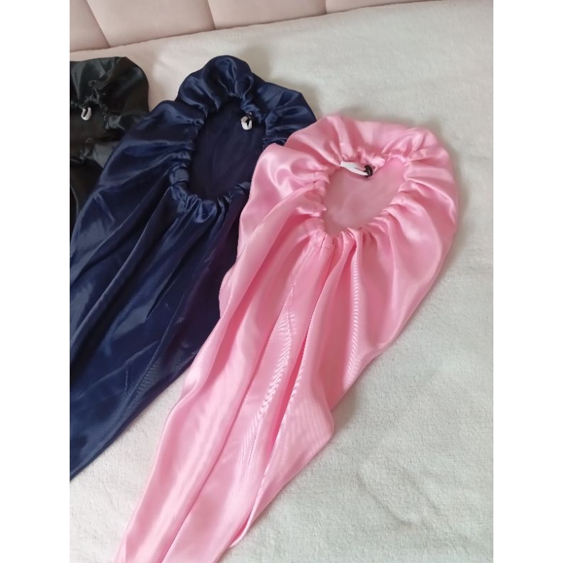 touca de cetim ajustável longa para cabelos volumosos tranças