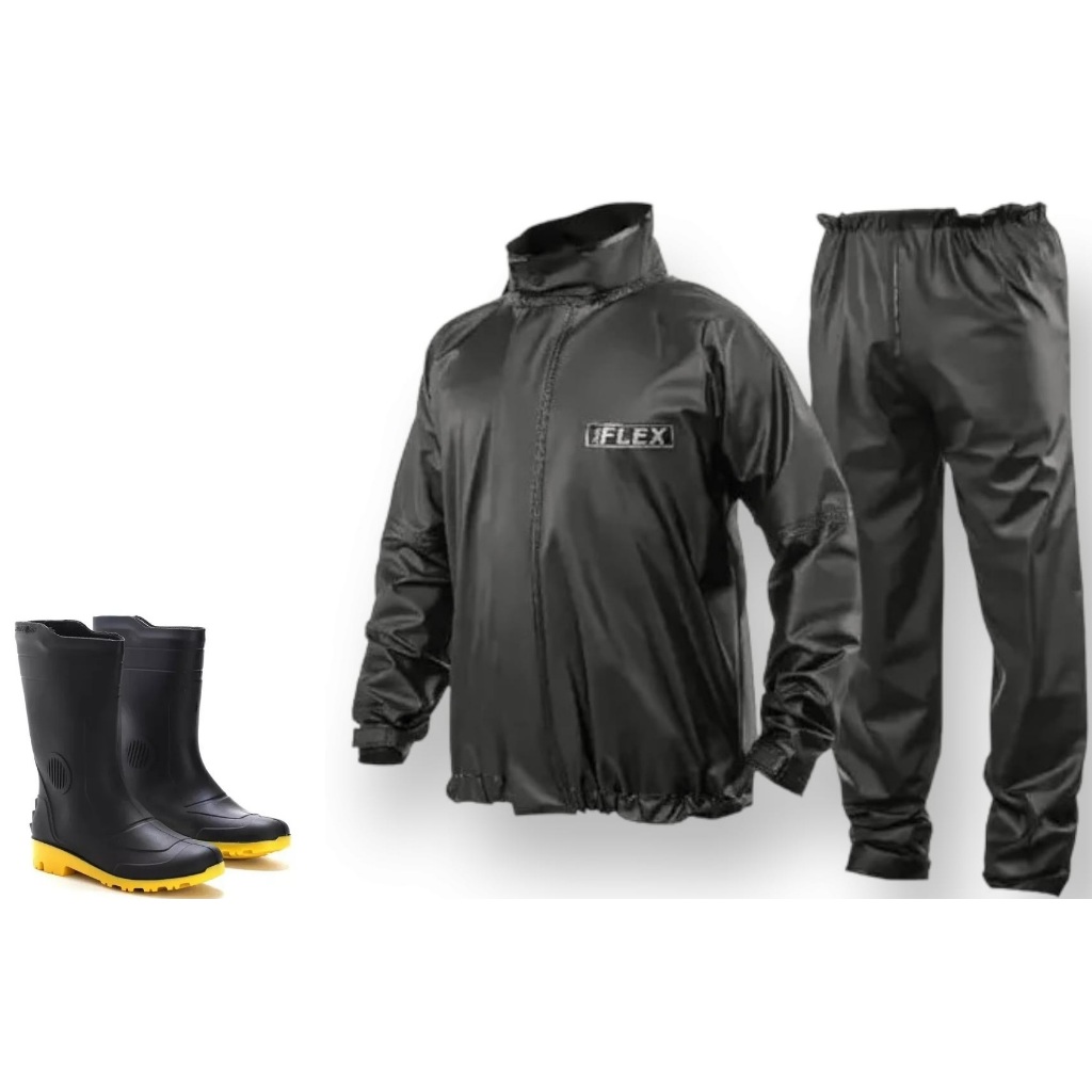 CAPA DE CHUVA MOTOQUEIRO MOTOBOY MOTO DELTA FLEX + BOTA IMPERMEÁVEL GRENDENE ( KIT )