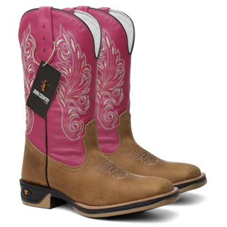 Bota Texana em Couro Cano Rosa Sola Jump Cód.: 321 em Oferta na Shopee